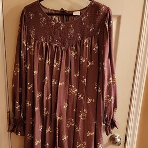 Floral Print Long Sleeve Dress